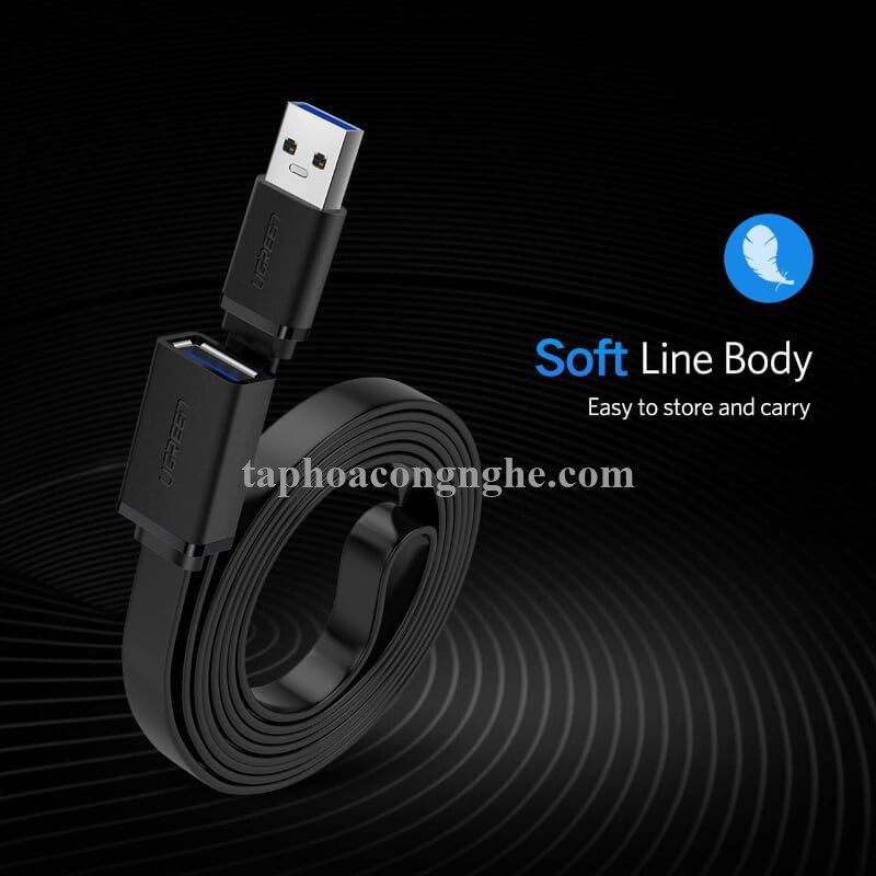 Ugreen 30128 0.5M màu Đen Cáp tín hiệu nối dài USB 3.0 dáng dẹt cao cấp US129 30030128